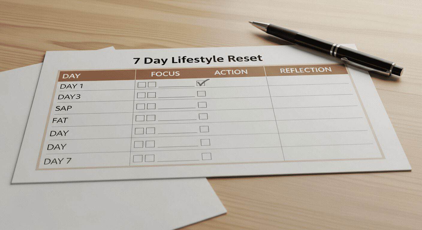 Weekly reset checklist for building a balanced lifestyle in modern life.